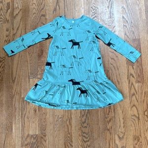 Tea Collection Patina Highland Horses Ruffle-Hem Drop-Waist Dress